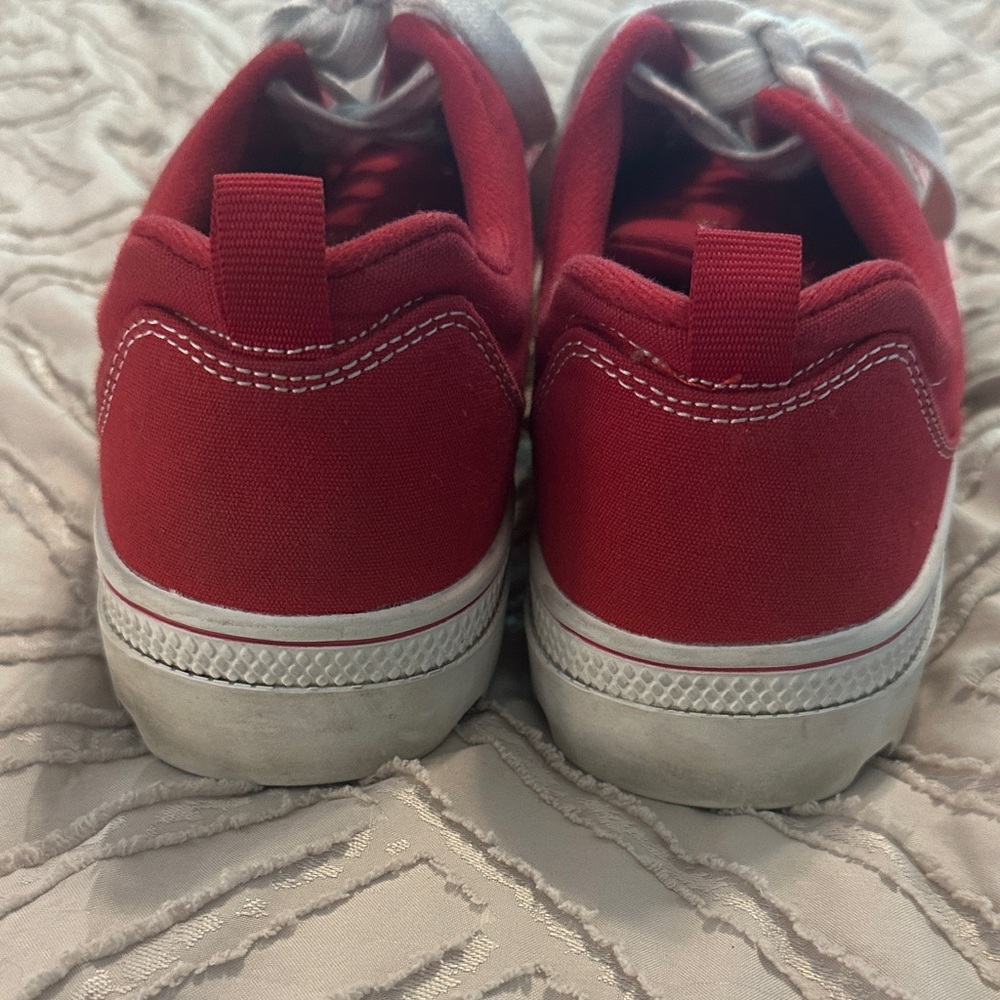 Skechers Red Canvas Lace-Up Sneakers with White Toe Cap - Picture 3 of 5
